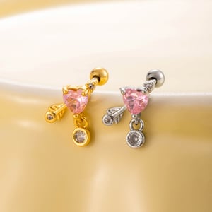1 Piece Simple Series Simple Heart Titanium Steel No Plating Material Zircon Women Stud Earrings h5